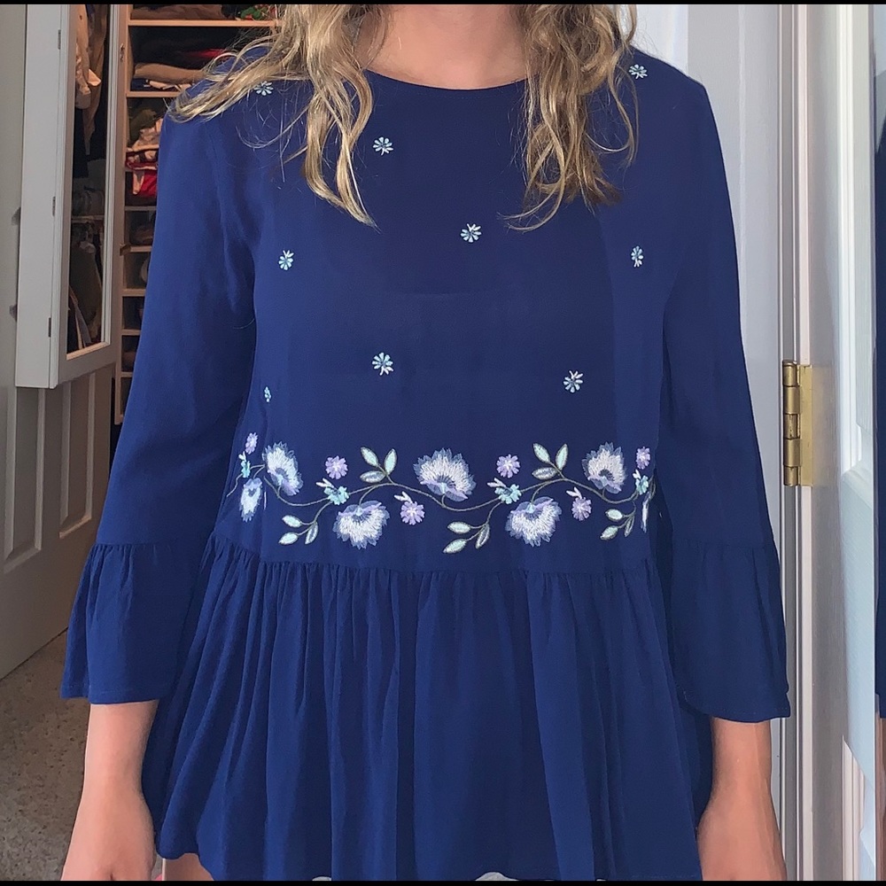 Blue Flowy Top